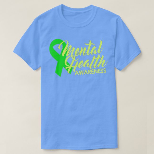 Mental Health Awareness Green Ribbon  T-Shirt (Design Front)
