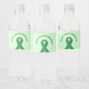 Mental Health Awareness Green Ribbon Water Bottle Label
