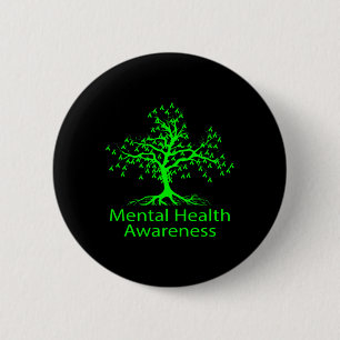 Mental Health Awareness Green Tree Mental Health A 6 Cm Round Badge