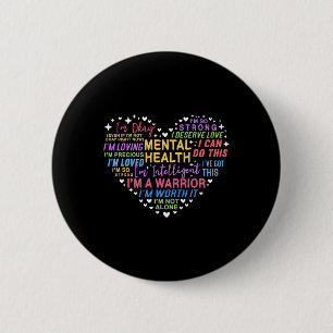 Mental Health Awareness Heart 6 Cm Round Badge