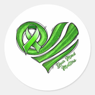 Mental Health Awareness Heart Green Mental Health  Classic Round Sticker