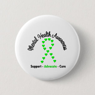 Mental Health Awareness Heart Ribbon 6 Cm Round Badge