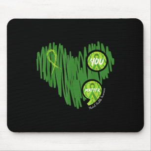 Mental Health Awareness Heart Wear Green For Menta Mouse Pad