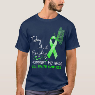 Mental Health Awareness I Support My Hero Butterfl T-Shirt