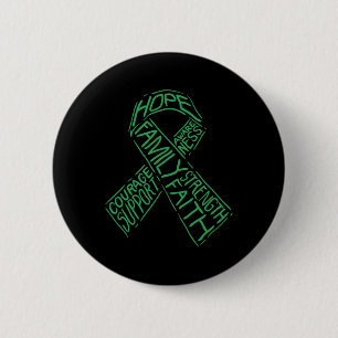 Mental Health Awareness Illness Green Ribbon Words 6 Cm Round Badge