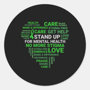 Mental Health Awareness In May Green Ribbon No Sti Classic Round Sticker