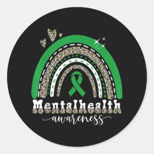 Mental Health Awareness-leopard Rainbow. Classic Round Sticker
