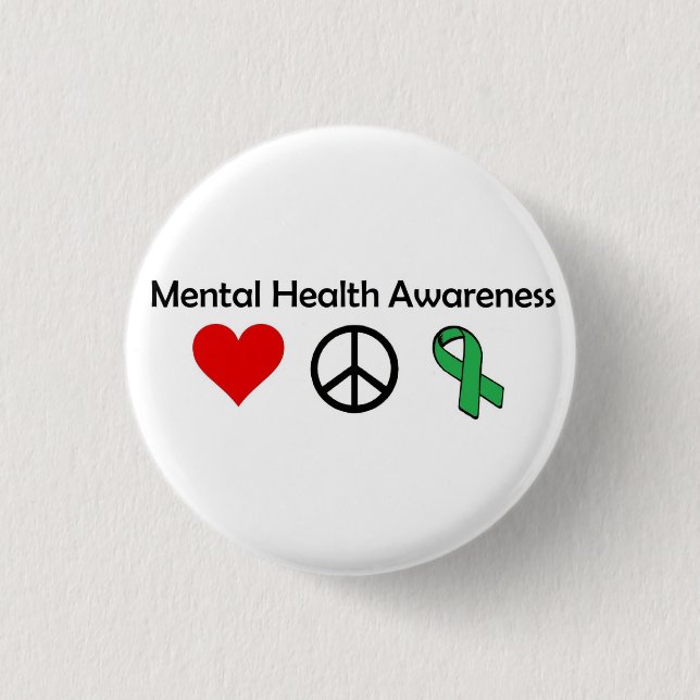 Mental Health Awareness - Love, Peace, Awareness 3 Cm Round Badge (Front)