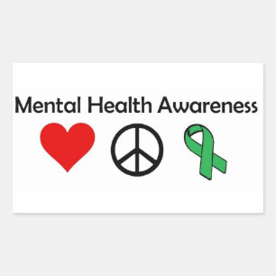 Mental Health Awareness - Love, Peace, Awareness Rectangular Sticker