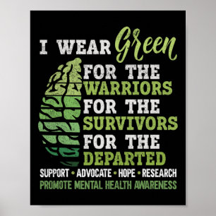Mental Health Awareness Matters Support I Wear Gre Poster