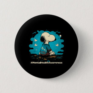 Mental Health Awareness Meditating Dog Retro Men A 6 Cm Round Badge