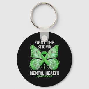Mental Health Awareness Month Butterfly Light Gree Key Ring