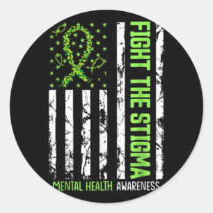 Mental Health Awareness Month Fight The Stigma Men Classic Round Sticker
