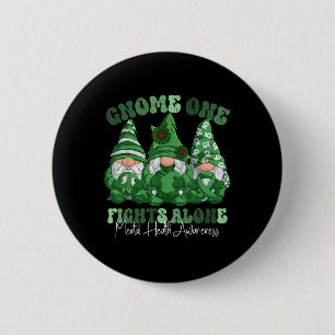 Mental Health Awareness Month Green Ribbon Gnomies 6 Cm Round Badge