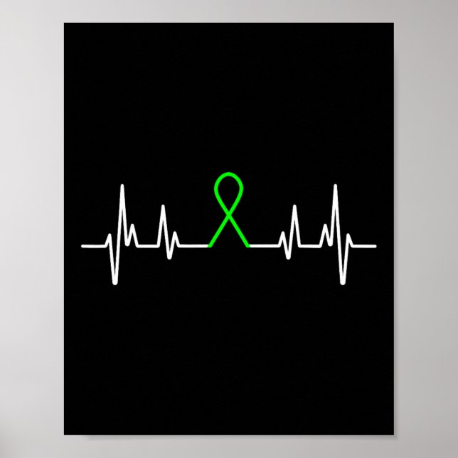Mental Health Awareness Month Green Ribbon Heartbe Poster (Front)