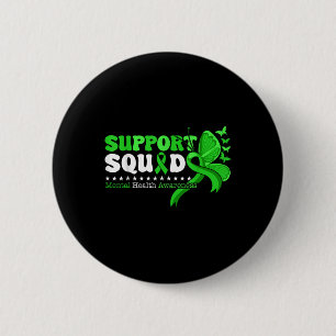 Mental Health Awareness Month Green Ribbon Support 6 Cm Round Badge