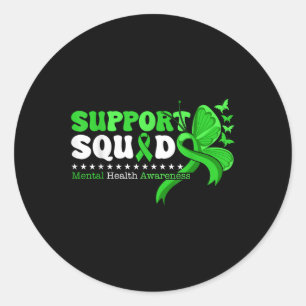 Mental Health Awareness Month Green Ribbon Support Classic Round Sticker