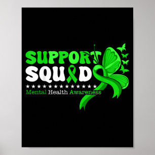 Mental Health Awareness Month Green Ribbon Support Poster