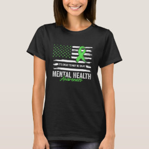 Mental Health Awareness Month Green Ribbon Support T-Shirt
