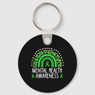 Mental Health Awareness Month Rainbow Leopard Boho Key Ring