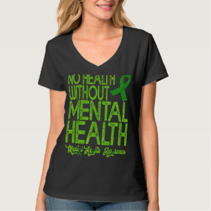 Mental Health Awareness Month Support Green Ribbon T-Shirt