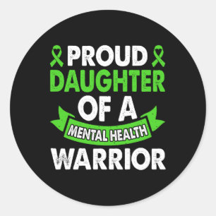 Mental Health Awareness Mum Of Warrior Mental Ther Classic Round Sticker
