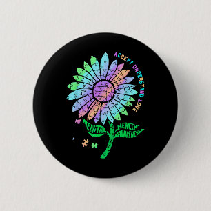 Mental Health Awareness Puzzle Sunflower 6 Cm Round Badge