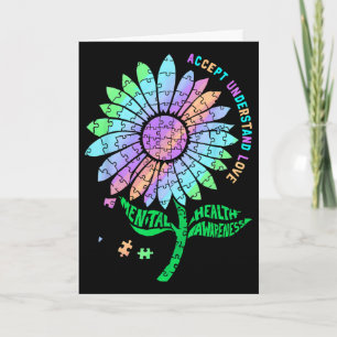 Mental Health Awareness Puzzle Sunflower  Card