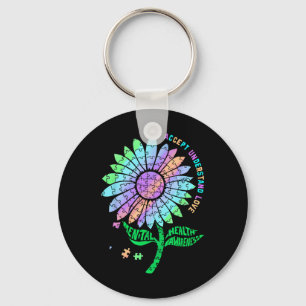Mental Health Awareness Puzzle Sunflower Key Ring