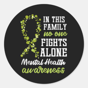 Mental Health Awareness Ribbon Depression Suicide  Classic Round Sticker