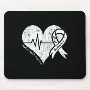 Mental Health Awareness Ribbon Heartbeat Mouse Pad