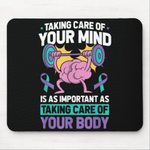 Mental Health Awareness Ribbon Prevent Print Mouse Pad