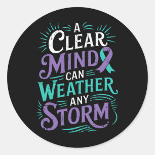 Mental Health Awareness Ribbon Suicide Prevent  Classic Round Sticker