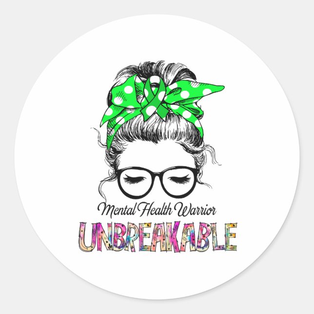 Mental Health Awareness Ribbon Support Gifts Classic Round Sticker (Front)