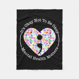 Mental Health Awareness Semicolon Heart Suicide Pr Fleece Blanket