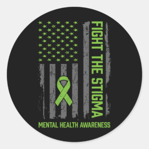 Mental Health Awareness Shirt Fight The Stigma Men Classic Round Sticker