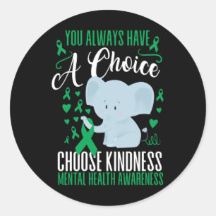 Mental Health Awareness Shirt - Green Ribbon Blue Classic Round Sticker