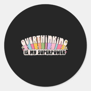 Mental Health Awareness Shirt Groovy Retro Overthi Classic Round Sticker