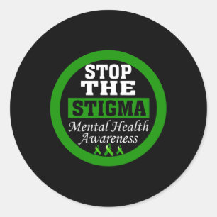 Mental Health Awareness Stop The Stigma Green Ribb Classic Round Sticker