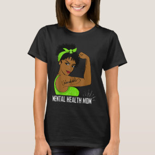 Mental Health Awareness Strong Mum Afro Mother Bla T-Shirt