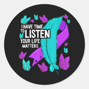 Mental Health Awareness Suicide Prevention Ribbon  Classic Round Sticker