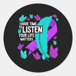 Mental Health Awareness Suicide Prevention Ribbon Classic Round Sticker