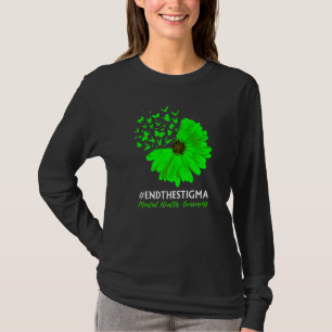 Mental Health Awareness Sunflower Butterfly End Th T-Shirt