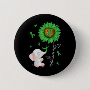 Mental Health Awareness Sunflower Elephant & G 6 Cm Round Badge