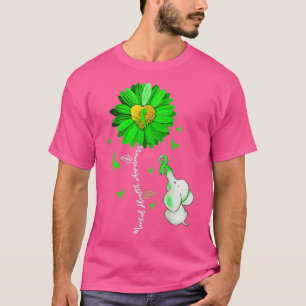 Mental Health Awareness Sunflower Green Ribbon Ele T-Shirt