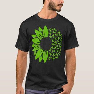Mental Health Awareness Sunflower Month Green Ribb T-Shirt