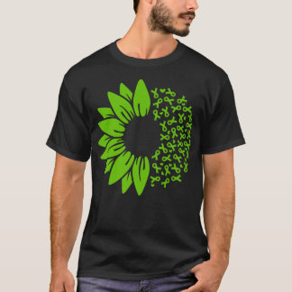 Mental Health Awareness Sunflower Month Green Ribb T-Shirt
