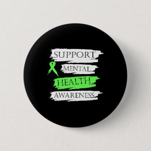 Mental Health Awareness Support Green Ribbon 6 Cm Round Badge
