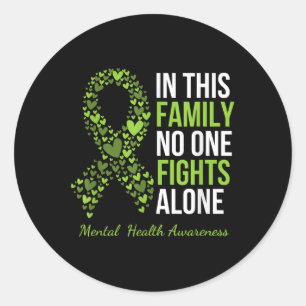 Mental Health Awareness Support Green Ribbon Classic Round Sticker