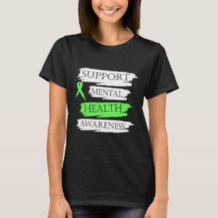 Mental Health Awareness Support Green Ribbon T-Shirt